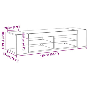 Ντουλάπι TV 135 x 39 x 30 εκ Μαύρη Οξυά Επεξεργασμένο Ξύλο