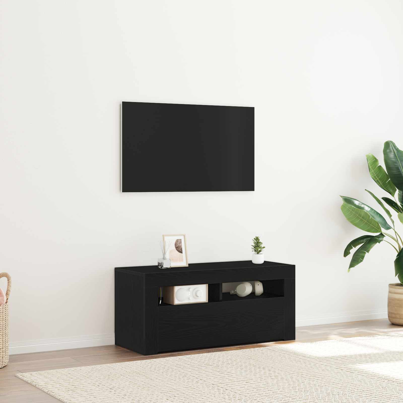 Ντουλάπι TV Μαύρη Οξυά 90 x 39 x 30 εκ. Επεξεργασμένο ξύλο - Pakobazaar
