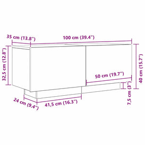 Ντουλάπι TV Μαύρη Οξυά 100 x 35 x 40 εκ Επεξεργασμένο ξύλο - Pakobazaar