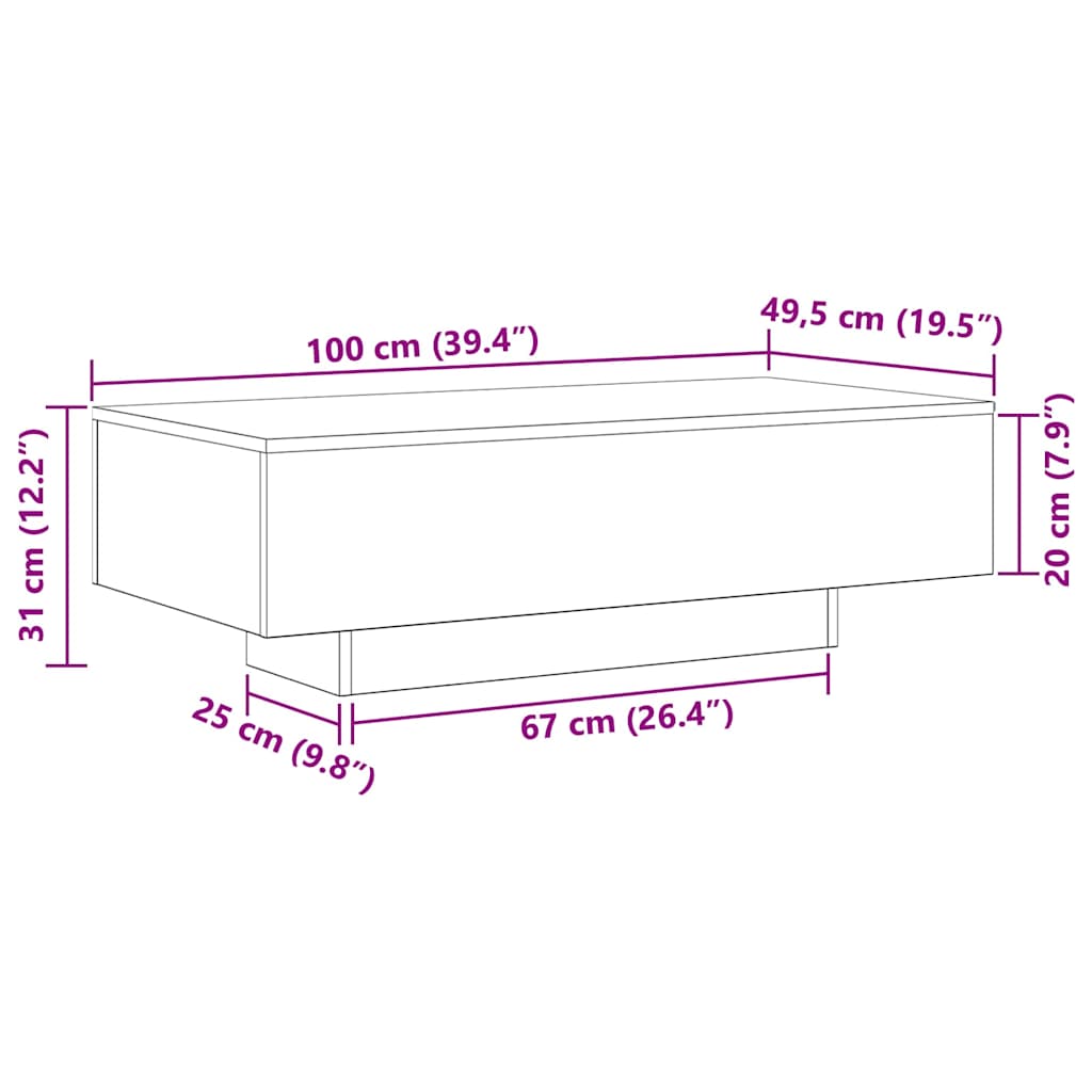 Τραπεζάκι σαλονιού Μαύρη Οξυά 100 x 49,5 x 31 cm