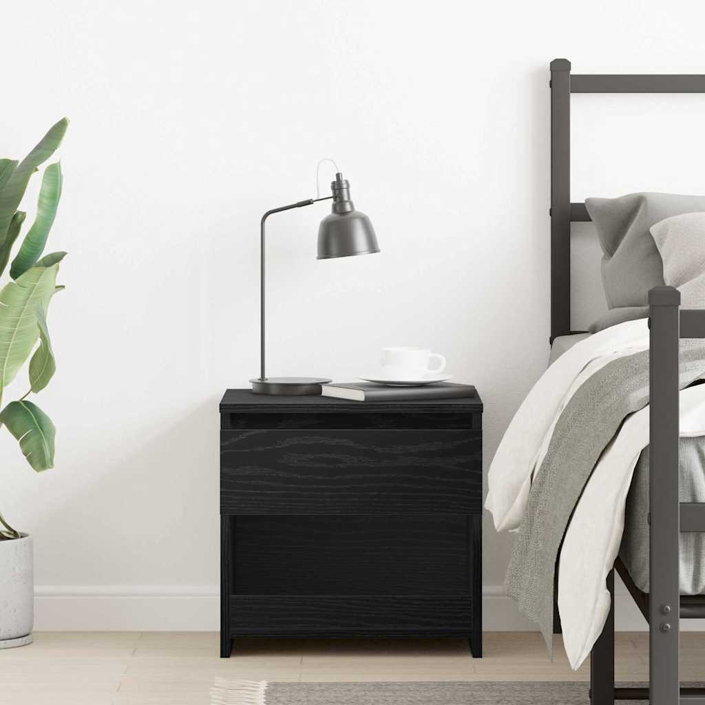 Κομοδίνο Μαύρη Οξυά 40 x 30 x 39 εκ Επεξεργασμένο ξύλο