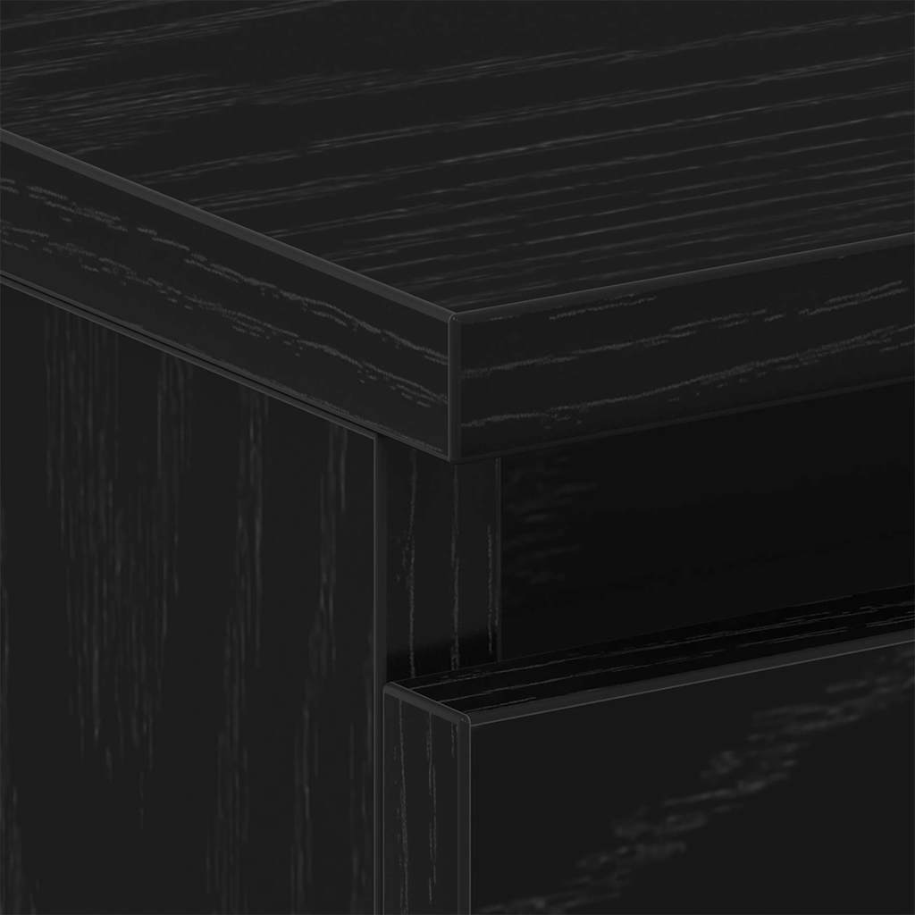 Κομοδίνο 2 pcs Μαύρη Οξυά 40 x 30 x 39 εκ Επεξεργασμένο ξύλο