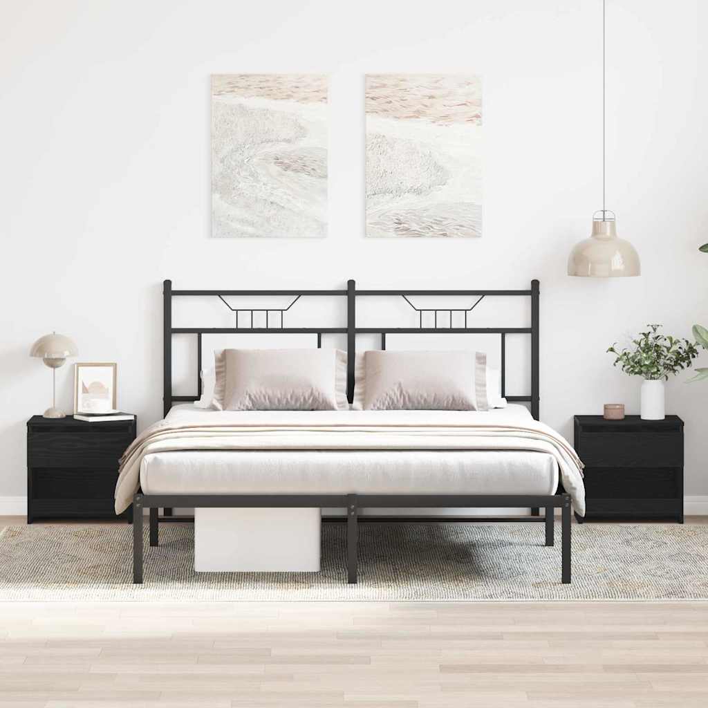 Κομοδίνο 2 pcs Μαύρη Οξυά 40 x 30 x 39 εκ Επεξεργασμένο ξύλο