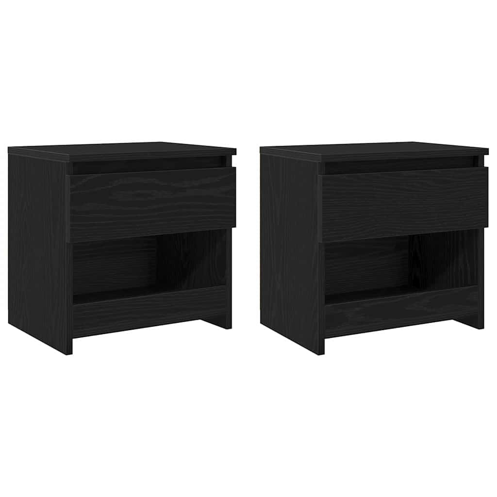 Κομοδίνο 2 pcs Μαύρη Οξυά 40 x 30 x 39 εκ Επεξεργασμένο ξύλο
