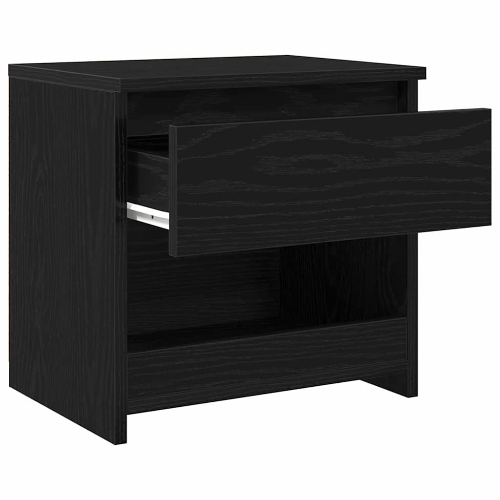Κομοδίνο 2 pcs Μαύρη Οξυά 40 x 30 x 39 εκ Επεξεργασμένο ξύλο