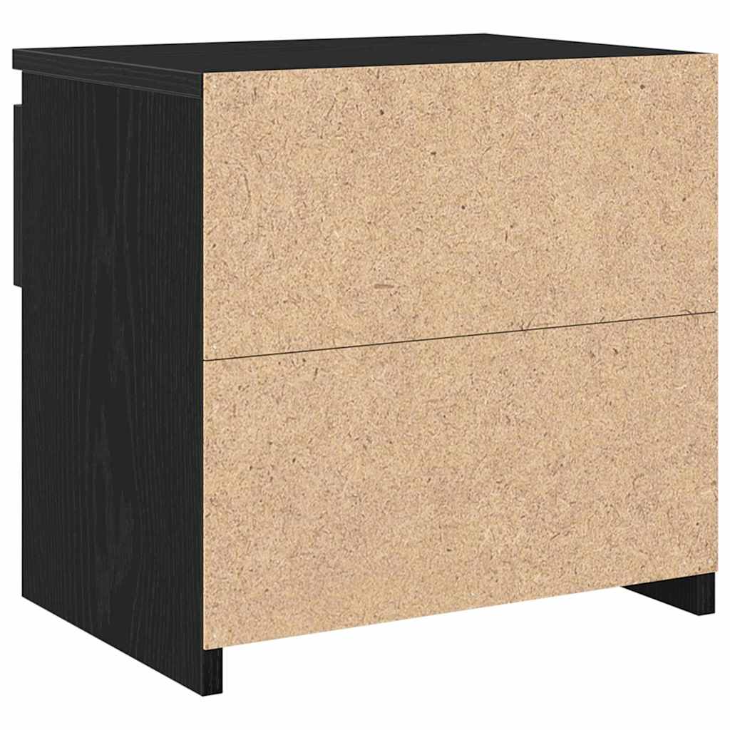 Κομοδίνο 2 pcs Μαύρη Οξυά 40 x 30 x 39 εκ Επεξεργασμένο ξύλο
