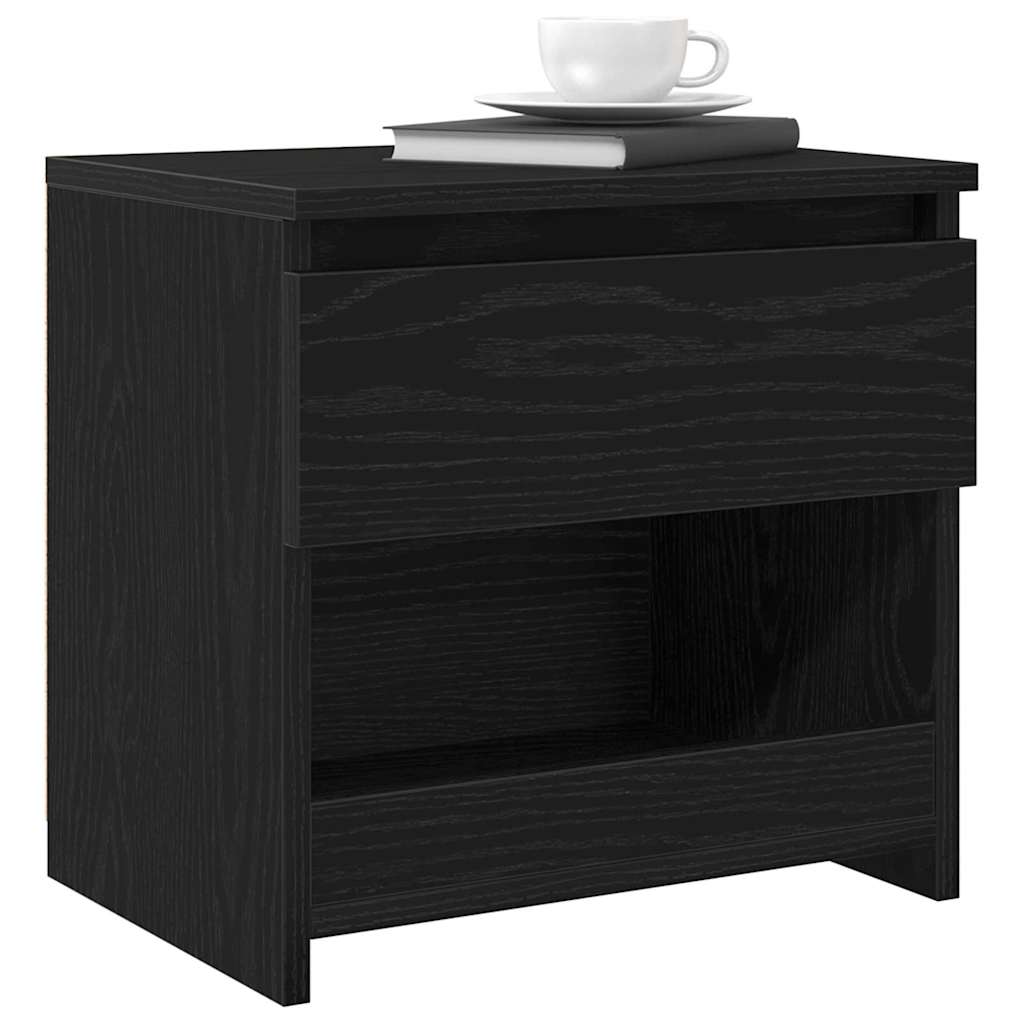 Κομοδίνο 2 pcs Μαύρη Οξυά 40 x 30 x 39 εκ Επεξεργασμένο ξύλο