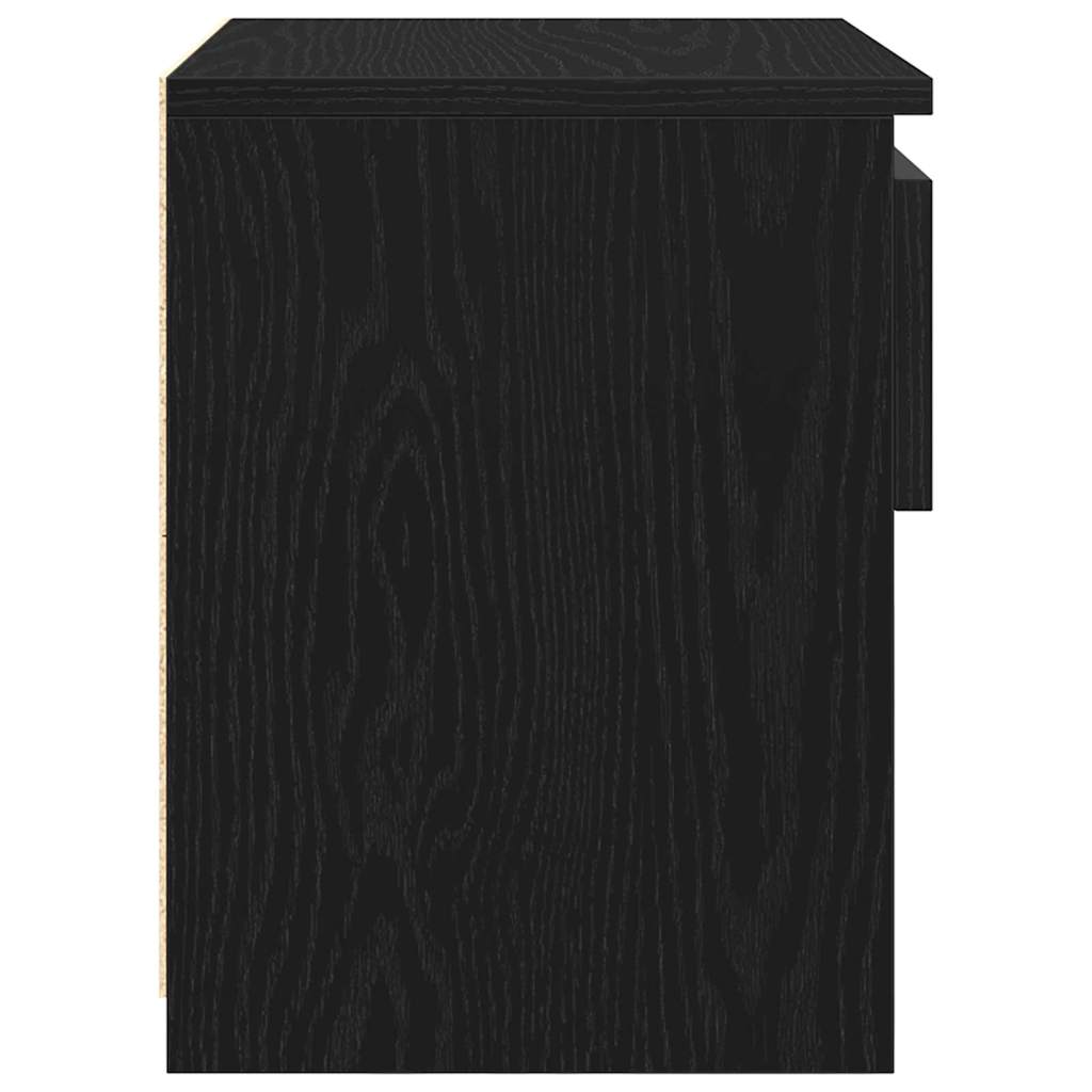 Κομοδίνο 2 pcs Μαύρη Οξυά 40 x 30 x 39 εκ Επεξεργασμένο ξύλο