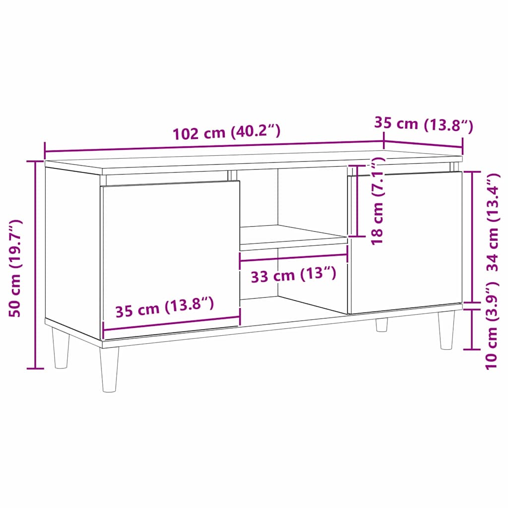 Ντουλάπι TV Μαύρη Οξυά 102 x 35 x 50 εκ. Επεξεργασμένο ξύλο - Pakobazaar