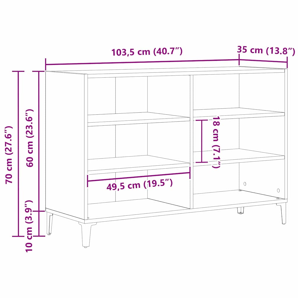 Πλαϊνό γραφείο Μαύρη Οξυά 103,5 x 35 x 70 εκ. - Pakobazaar