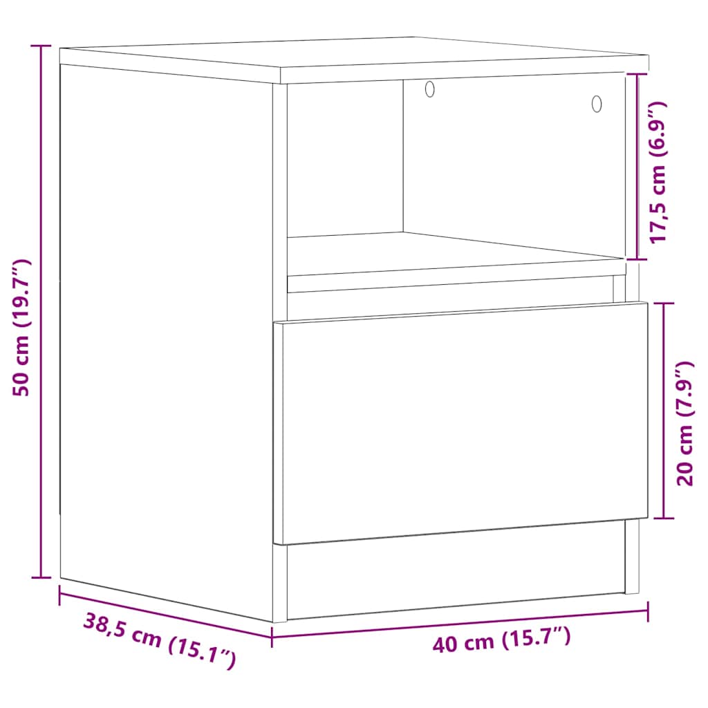 Κομοδίνο Μαύρη Οξυά 40 x 40 x 50 cm Επεξεργασμένο ξύλο