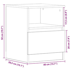 Κομοδίνο Μαύρη Οξυά 40 x 40 x 50 cm Επεξεργασμένο Ξύλο