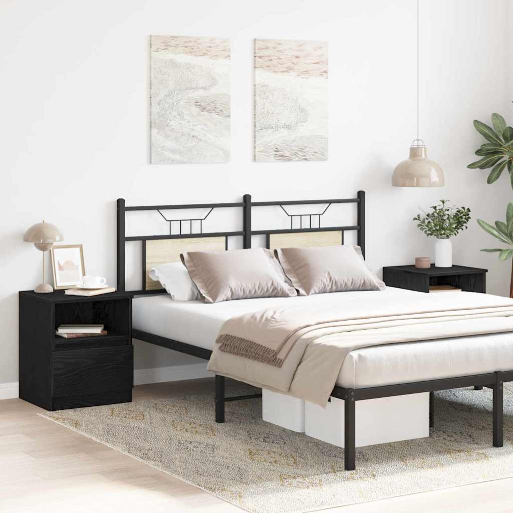 Κομοδίνο 2 pcs Μαύρη Οξυά 40 x 40 x 50 cm Επεξεργασμένο ξύλο