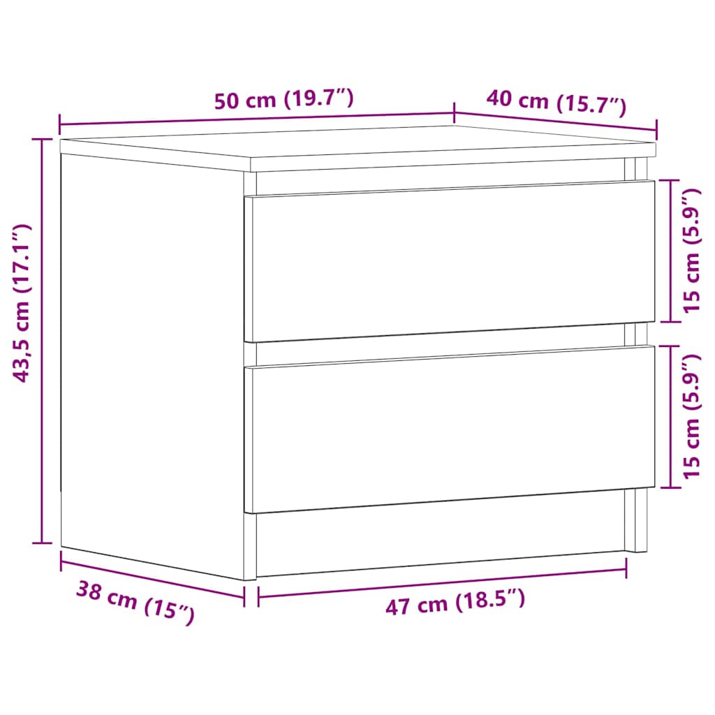 Κομοδίνο Μαύρη Οξυά 50 x 40 x 43,5 εκ. Επεξεργασμένο ξύλο