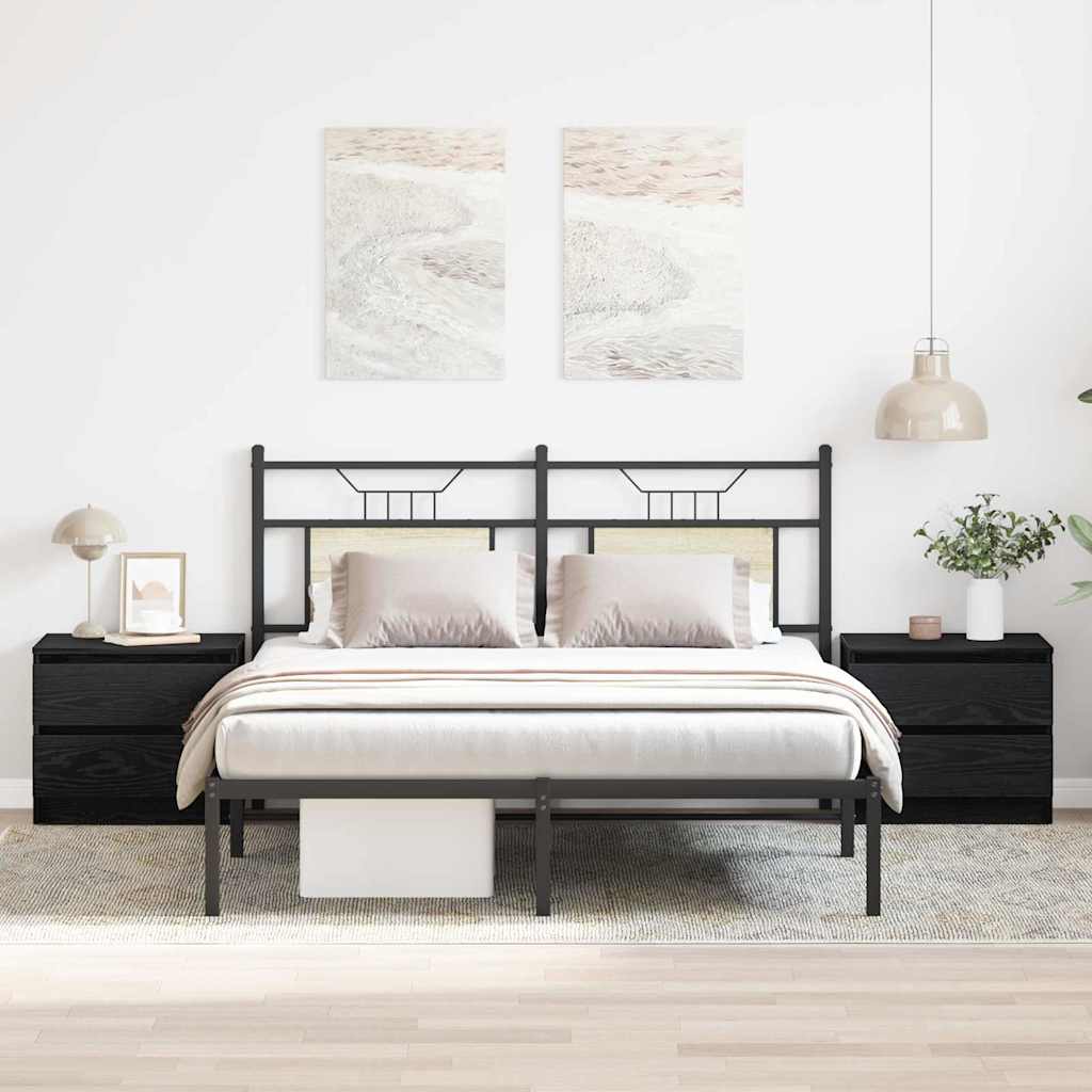 Κομοδίνο 2 pcs Μαύρη Οξυά 50 x 40 x 43,5 εκ. Επεξεργασμένο ξύλο - Pakobazaar