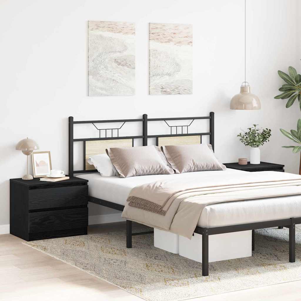 Κομοδίνο 2 pcs Μαύρη Οξυά 50 x 40 x 43,5 εκ. Επεξεργασμένο ξύλο - Pakobazaar