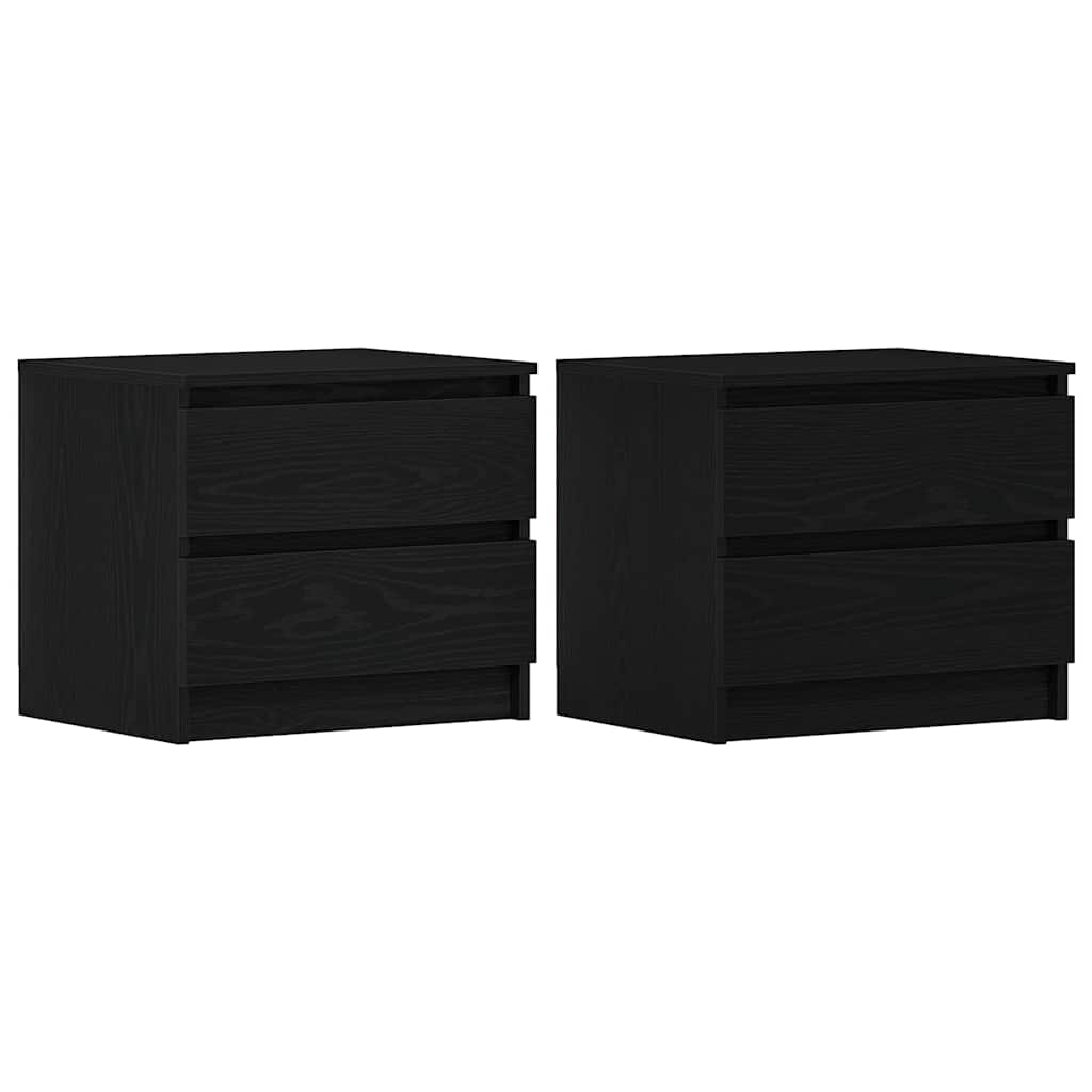 Κομοδίνο 2 pcs Μαύρη Οξυά 50 x 40 x 43,5 εκ. Επεξεργασμένο ξύλο - Pakobazaar