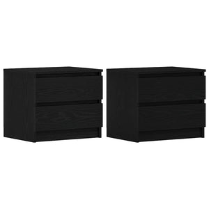 Κομοδίνο 2 pcs Μαύρη Οξυά 50 x 40 x 43,5 εκ. Επεξεργασμένο ξύλο - Pakobazaar