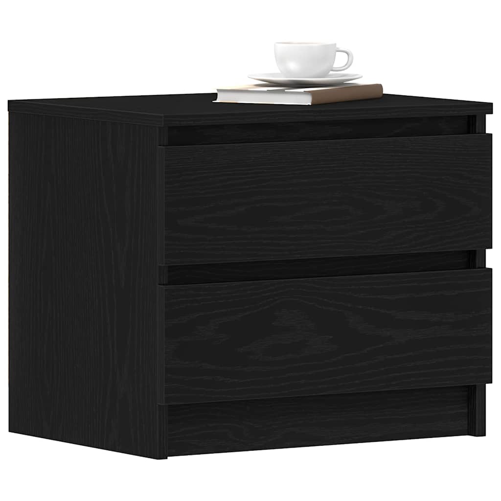 Κομοδίνο 2 pcs Μαύρη Οξυά 50 x 40 x 43,5 εκ. Επεξεργασμένο ξύλο - Pakobazaar