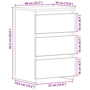 Κομοδίνο 2 pcs Μαύρη Οξυά 40 x 35 x 62,5 εκ. Επεξεργασμένο ξύλο - Pakobazaar