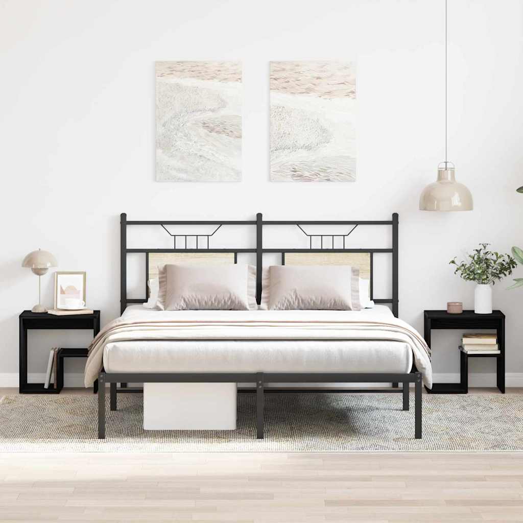 Κομοδίνο 2 pcs Μαύρη Οξυά 40 x 30 x 40 εκ Επεξεργασμένο ξύλο