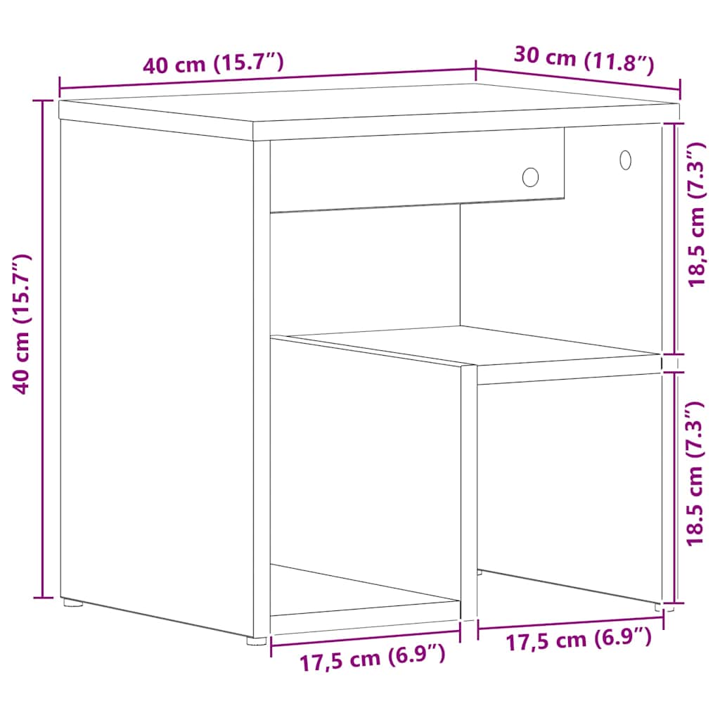 Κομοδίνο 2 pcs Μαύρη Οξυά 40 x 30 x 40 εκ Επεξεργασμένο ξύλο