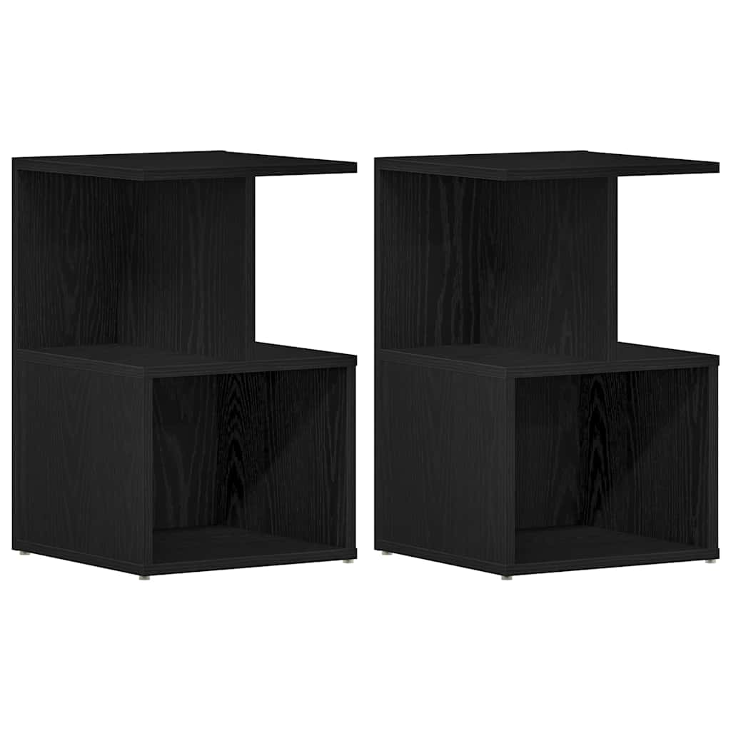 Κομοδίνο 2 pcs Μαύρη Οξυά 35 x 35 x 55 εκ. Επεξεργασμένο ξύλο