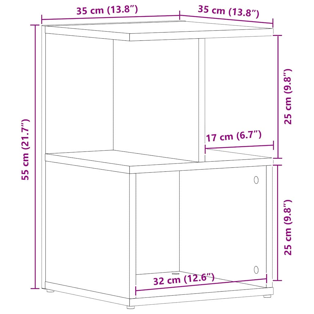 Κομοδίνο 2 pcs Μαύρη Οξυά 35 x 35 x 55 εκ. Επεξεργασμένο ξύλο