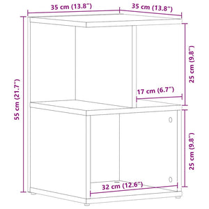 Κομοδίνο 2 τμχ. Μαύρη Οξυά 35 x 35 x 55 εκ. Επεξεργασμένο Ξύλο