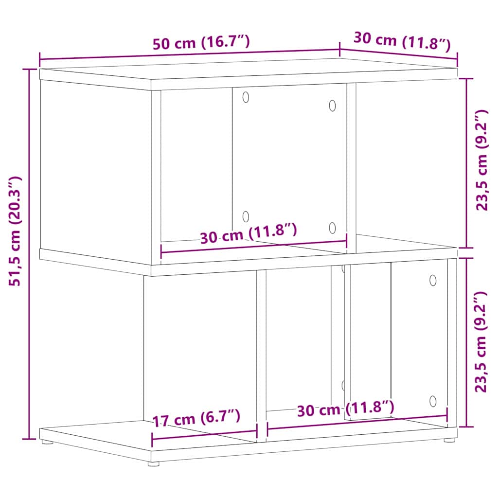 Κομοδίνο Μαύρη Οξυά 50 x 30 x 51,5 εκ. Επεξεργασμένο ξύλο