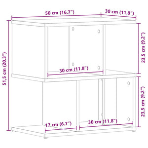 Κομοδίνο Μαύρη Οξυά 50 x 30 x 51,5 εκ. Επεξεργασμένο Ξύλο
