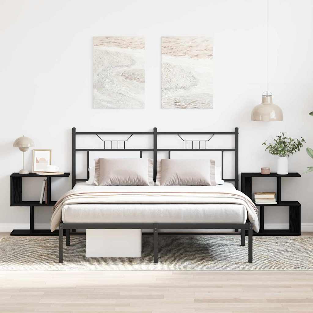 Κομοδίνο 2 pcs Μαύρη Οξυά 50 x 30 x 51,5 εκ. Επεξεργασμένο ξύλο