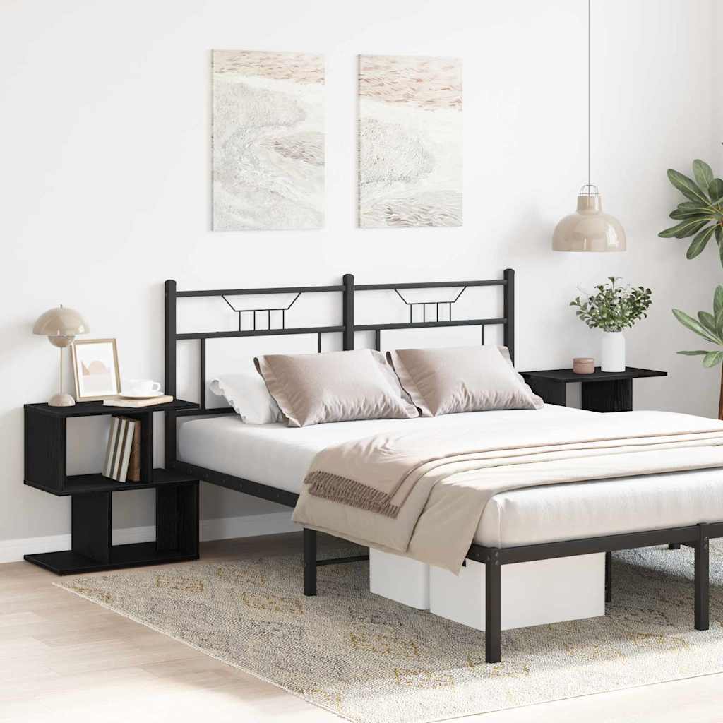 Κομοδίνο 2 pcs Μαύρη Οξυά 50 x 30 x 51,5 εκ. Επεξεργασμένο ξύλο