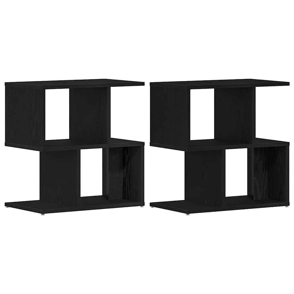 Κομοδίνο 2 pcs Μαύρη Οξυά 50 x 30 x 51,5 εκ. Επεξεργασμένο ξύλο