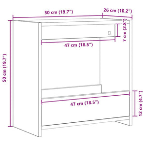 Τραπεζάκι Πλευράς Μαύρη Οξυά 50 x 26 x 50 εκ.