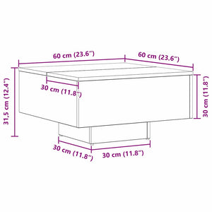 Τραπεζάκι σαλονιού Μαύρη δρυς 60 x 60 x 31.5 εκ - Pakobazaar