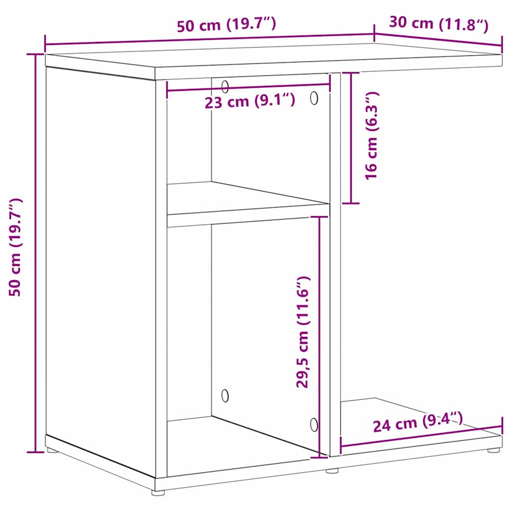 Τραπεζάκι Πλευράς Μαύρη Οξυά 50 x 30 x 50 cm Επεξεργασμένο ξύλο - Pakobazaar