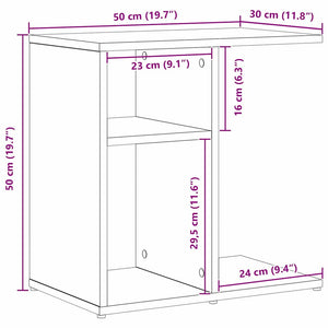 Τραπεζάκι Πλευράς Μαύρη Οξυά 50 x 30 x 50 cm Επεξεργασμένο ξύλο - Pakobazaar