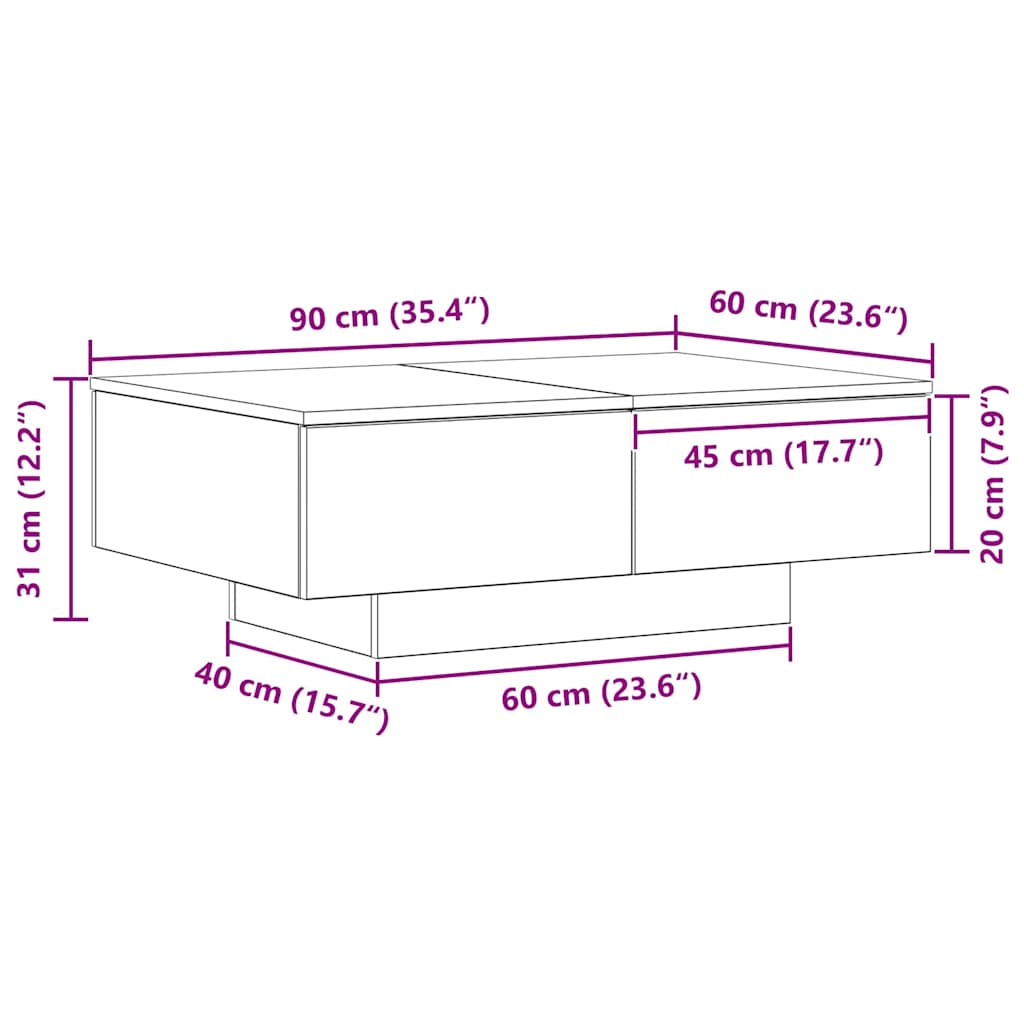 Τραπεζάκι σαλονιού Μαύρη Οξυά 90 x 60 x 31 cm