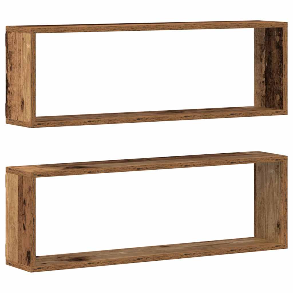Ράφια Τοίχου με ράφι 2 pcs Παλιό ξύλο 80 x 15 x 26 εκ. - Pakobazaar
