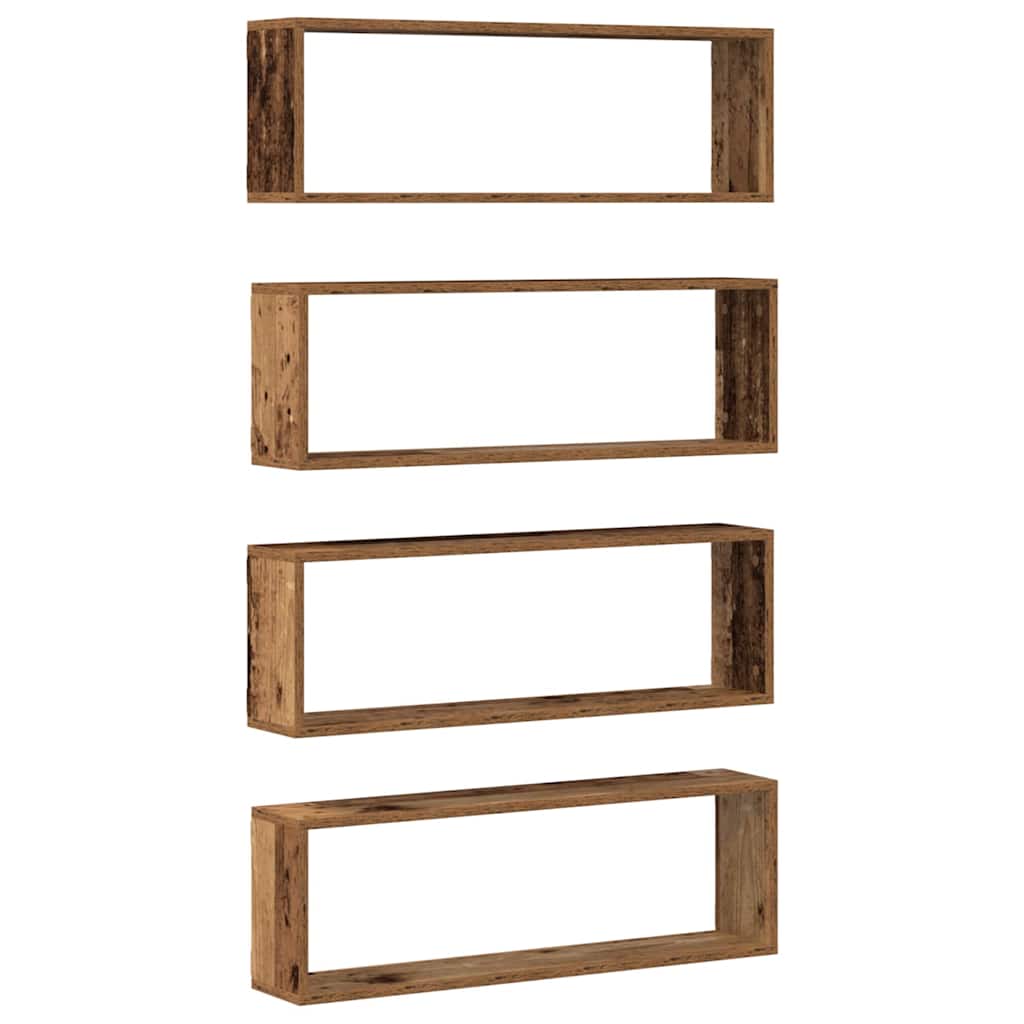 Ράφια Τοίχου με ράφι 4 pcs Παλιό ξύλο 80 x 15 x 26 εκ. - Pakobazaar