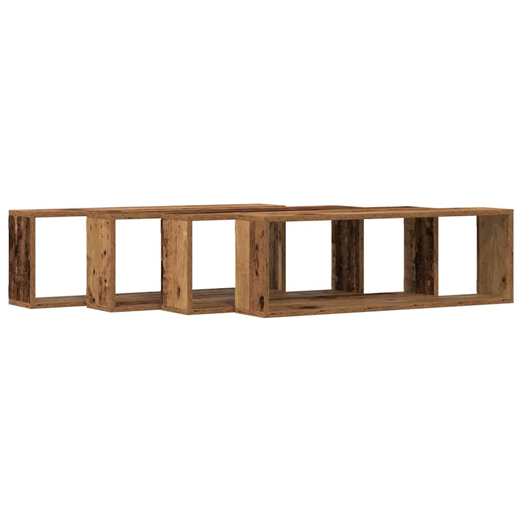 Ράφια Τοίχου με ράφι 4 pcs Παλιό ξύλο 80 x 15 x 26 εκ. - Pakobazaar