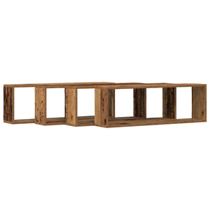 Ράφια Τοίχου με ράφι 4 pcs Παλιό ξύλο 80 x 15 x 26 εκ. - Pakobazaar