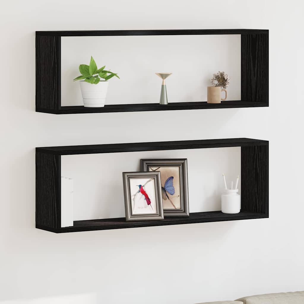 Ράφια Τοίχου με ράφι 2 pcs Μαύρη Οξυά 80 x 15 x 26 εκ. - Pakobazaar
