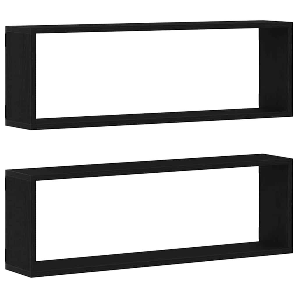 Ράφια Τοίχου με ράφι 2 pcs Μαύρη Οξυά 80 x 15 x 26 εκ. - Pakobazaar