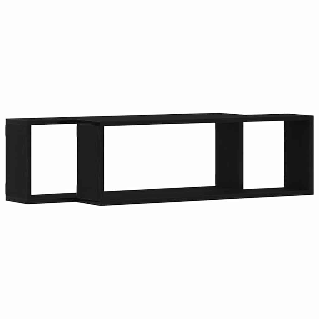 Ράφια Τοίχου με ράφι 2 pcs Μαύρη Οξυά 80 x 15 x 26 εκ. - Pakobazaar