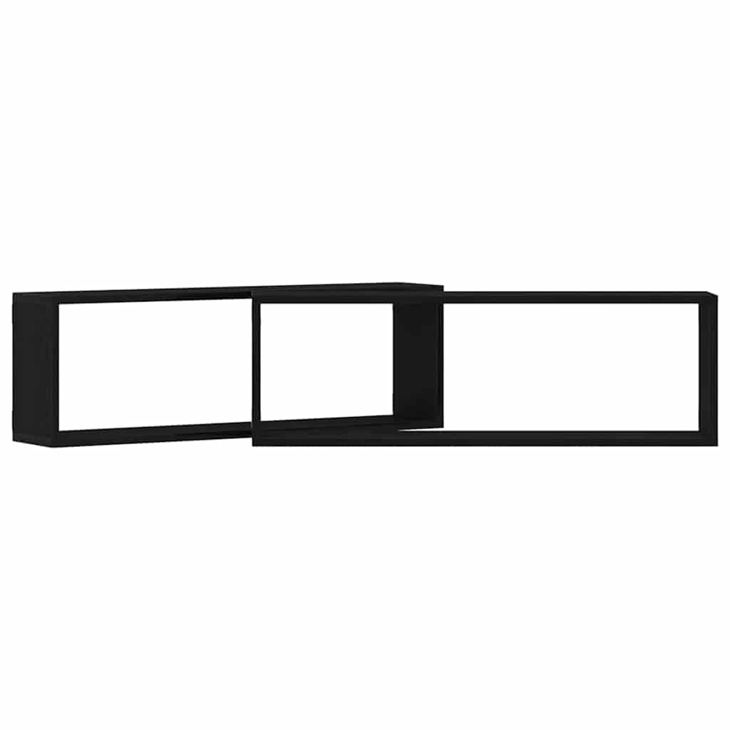 Ράφια Τοίχου με ράφι 2 pcs Μαύρη Οξυά 80 x 15 x 26 εκ. - Pakobazaar