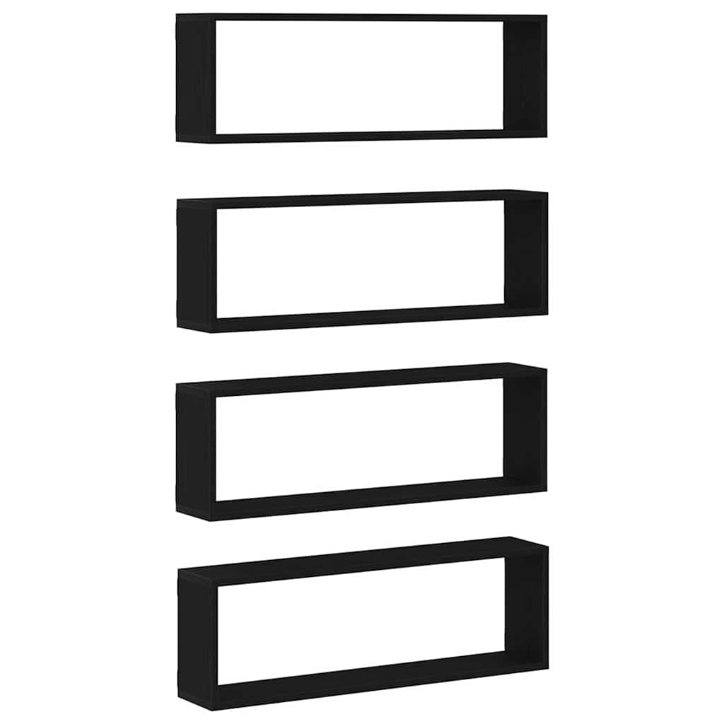 Ράφια Τοίχου με ράφι 4 pcs Μαύρη Οξυά 80 x 15 x 26 εκ. - Pakobazaar