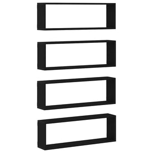Ράφια Τοίχου με ράφι 4 pcs Μαύρη Οξυά 80 x 15 x 26 εκ. - Pakobazaar