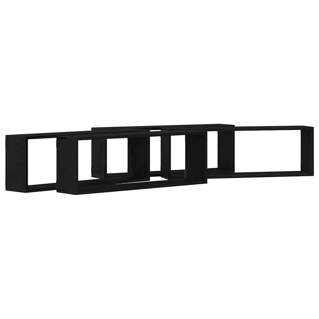 Ράφια Τοίχου με ράφι 4 pcs Μαύρη Οξυά 80 x 15 x 26 εκ. - Pakobazaar